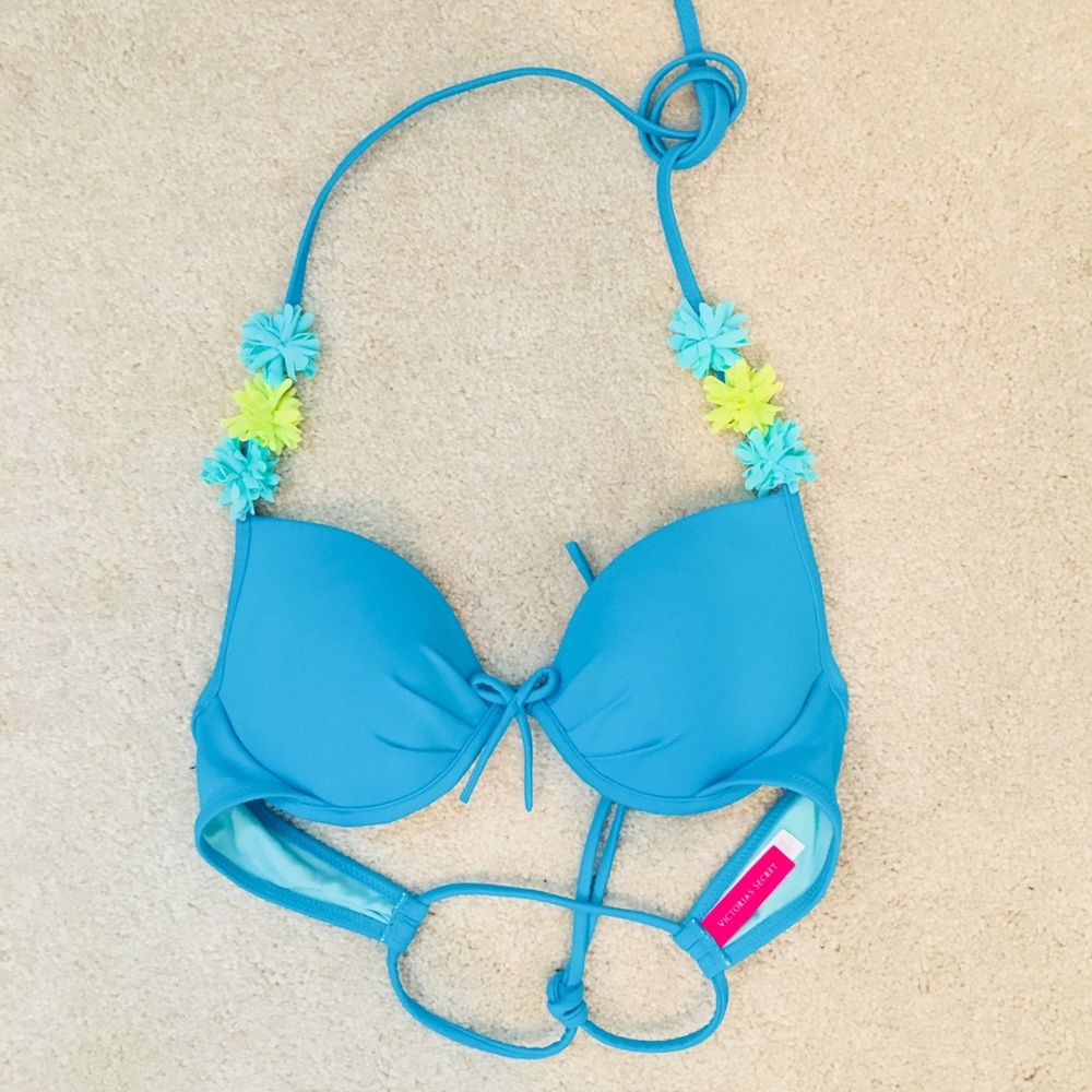 Victoria’s Secret Blue Floral Push Up Bikini Top